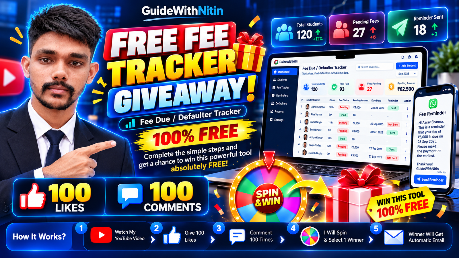 🎁 Win Fee Due / Defaulter Tracker — 100% FREE