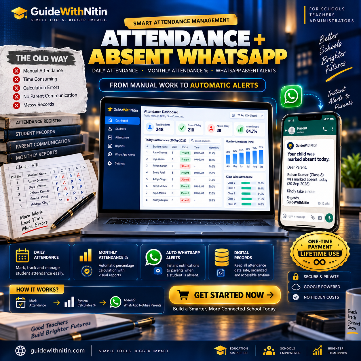 Attendance + Absent WhatsApp By Guide With Nitin