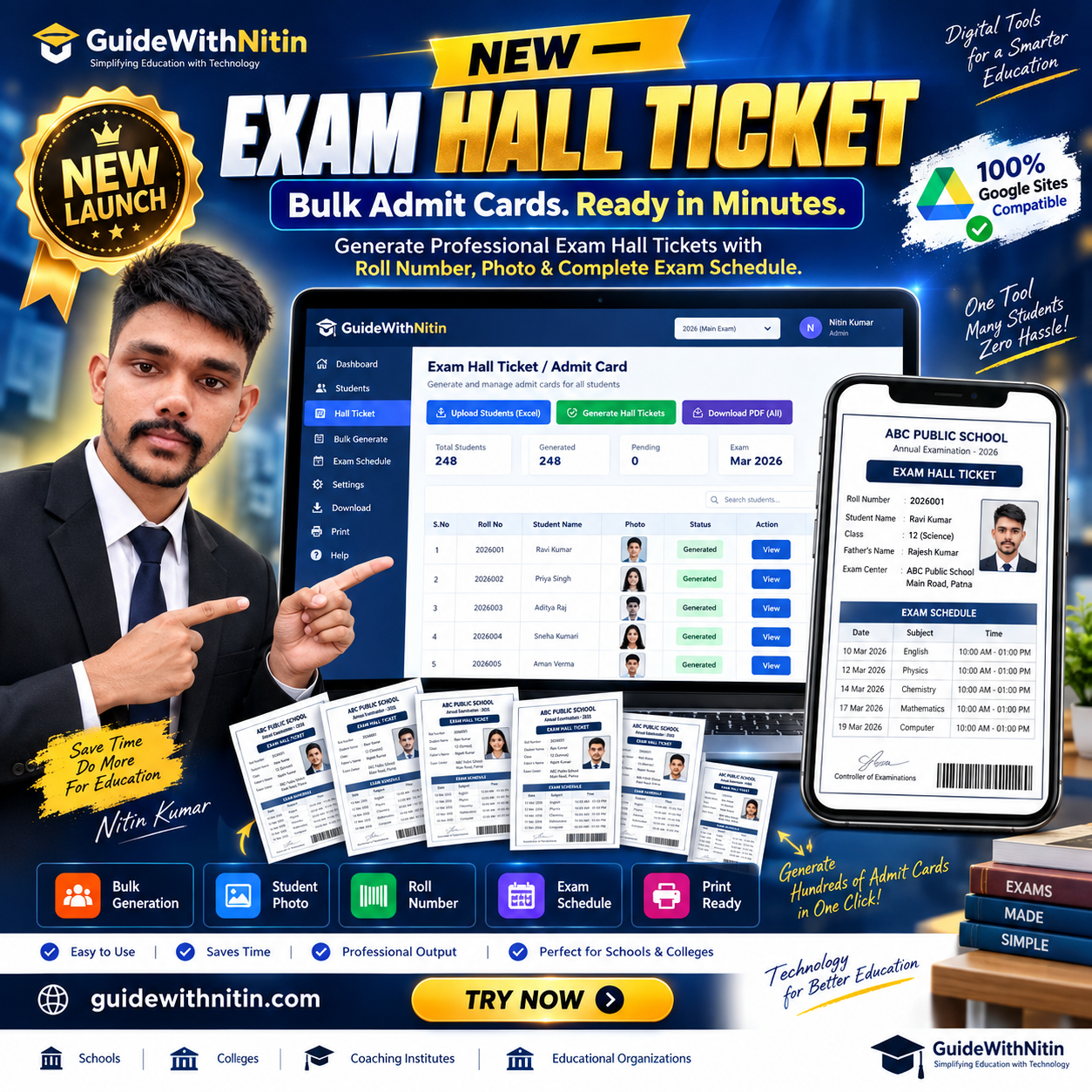 Exam Hall Ticket  Admit Card  By Guide With Nitin