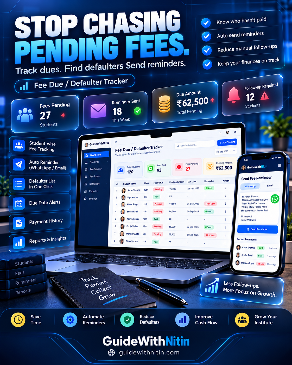 Fee Due  Defaulter Tracker By Guide With Nitin screenshot 3