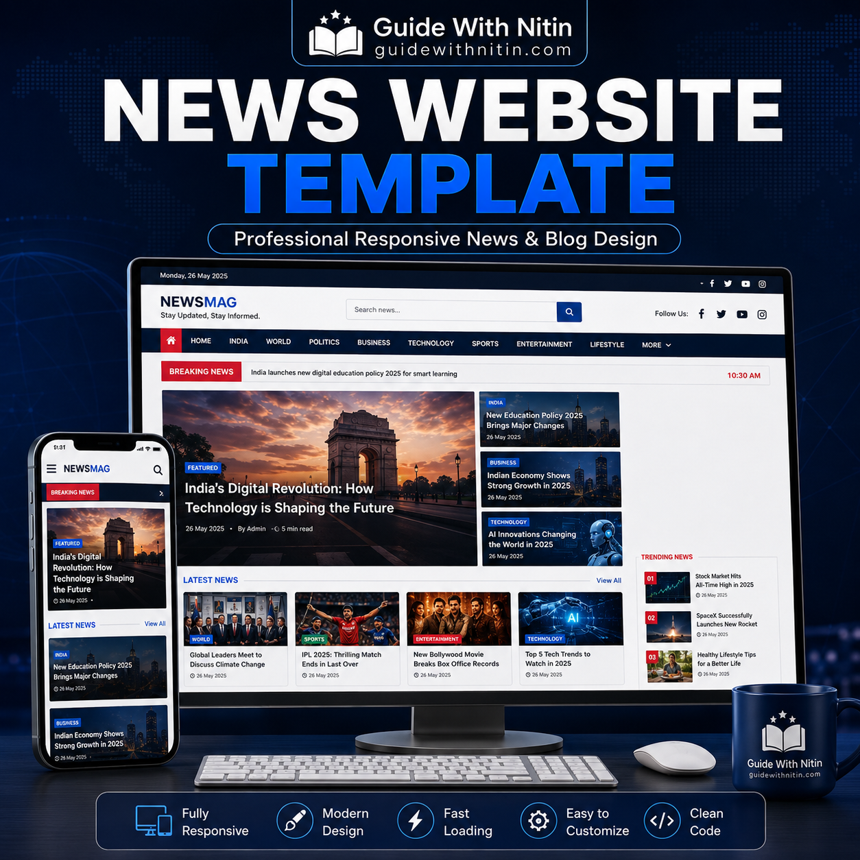 News Website Template – Professional Responsive News & Blog Design